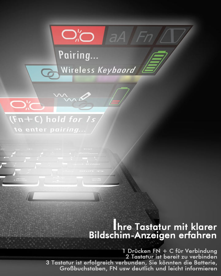Doohoeek Bluetooth Tastatur Hülle mit LCD-Display für Lenovo Idea Tab Pro 2025 12,7 Zoll, Bluetooth