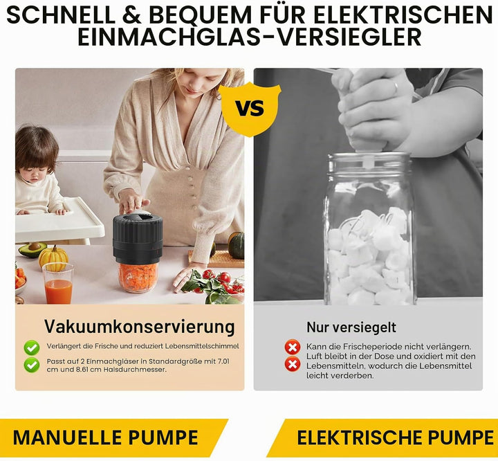 Elektrisches Einmachglas-Vakuumiergerät Kit für breite und normale Öffnung, HUIJUTCHEN kabelloses Ei