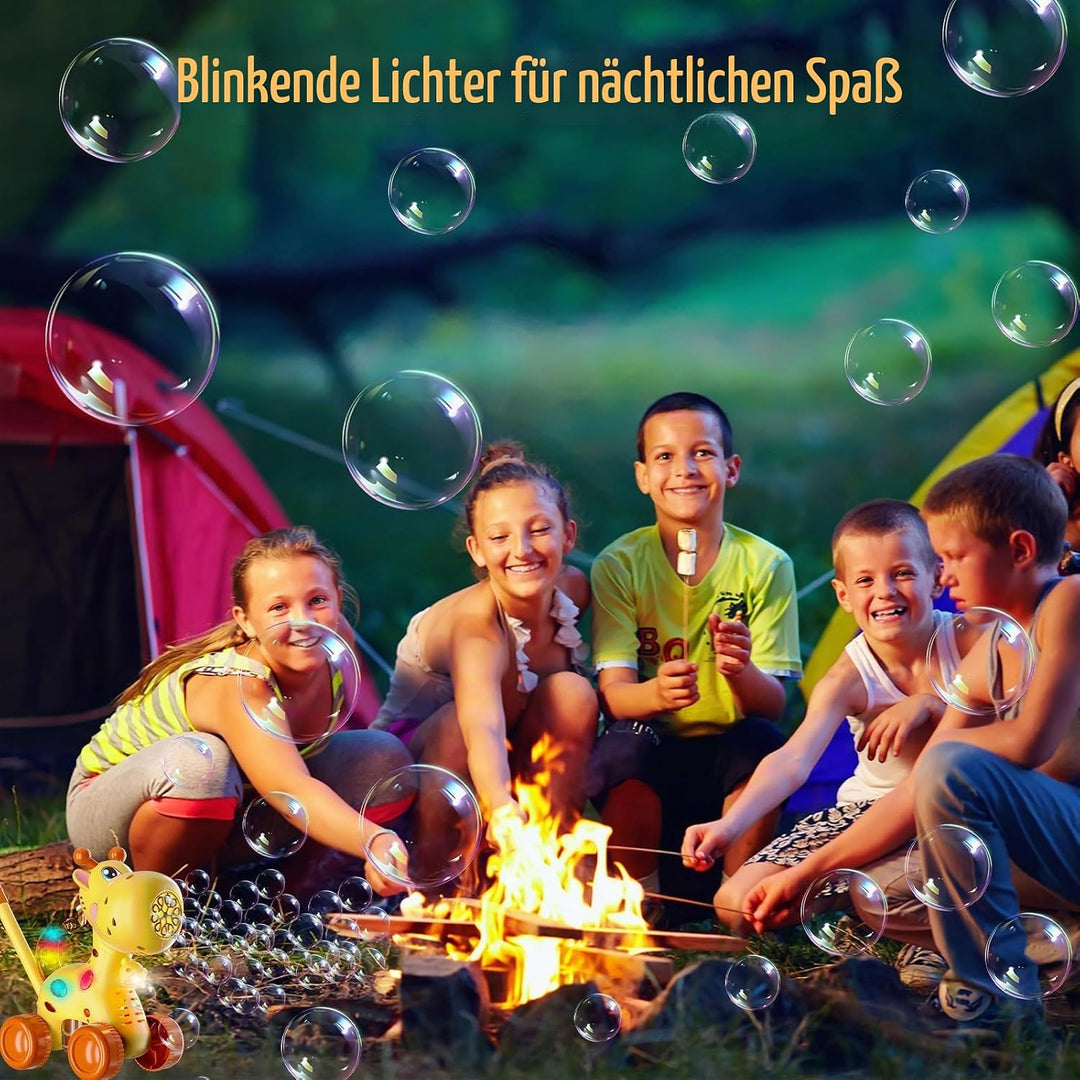 TOY PLAYER Giraffen-Bläschen-Rasenmäher für Kleinkinder, automatische Blasenmaschine für Kinder, Som