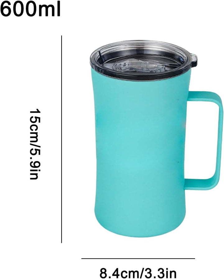 Thermo Becher Mit Griff, Edelstahl Becher Mit Deckel, Spritzwassergeschützter Isolierbecher Für Heis