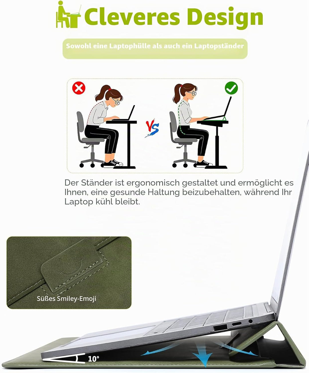 HYZUO 13,3-14 Zoll Laptop Hülle Tasche mit Standfunktion für MacBook Pro 14 M5/M4/M3/M2/M1 2026-2021