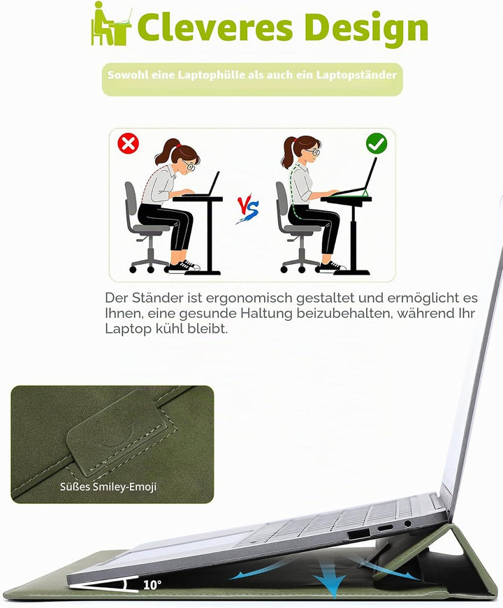 HYZUO 13,3-14 Zoll Laptop Hülle Tasche mit Standfunktion für MacBook Pro 14 M5/M4/M3/M2/M1 2026-2021