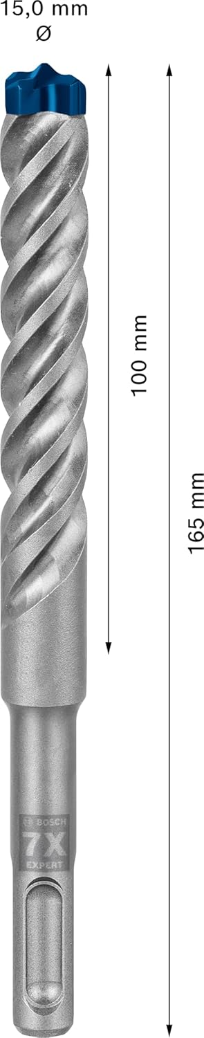 Bosch Professional 1x Expert SDS plus-7X Hammerbohrer (für Stahlbeton, Ø 15,00x165 mm, Zubehör Bohrh
