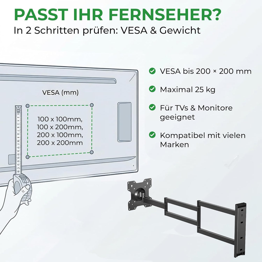 Axis XL 108,5 cm TV Wandhalterung mit extra langem Gelenkarm 50 Zoll Biz 75 Zoll – dreh-, Schwenk-,