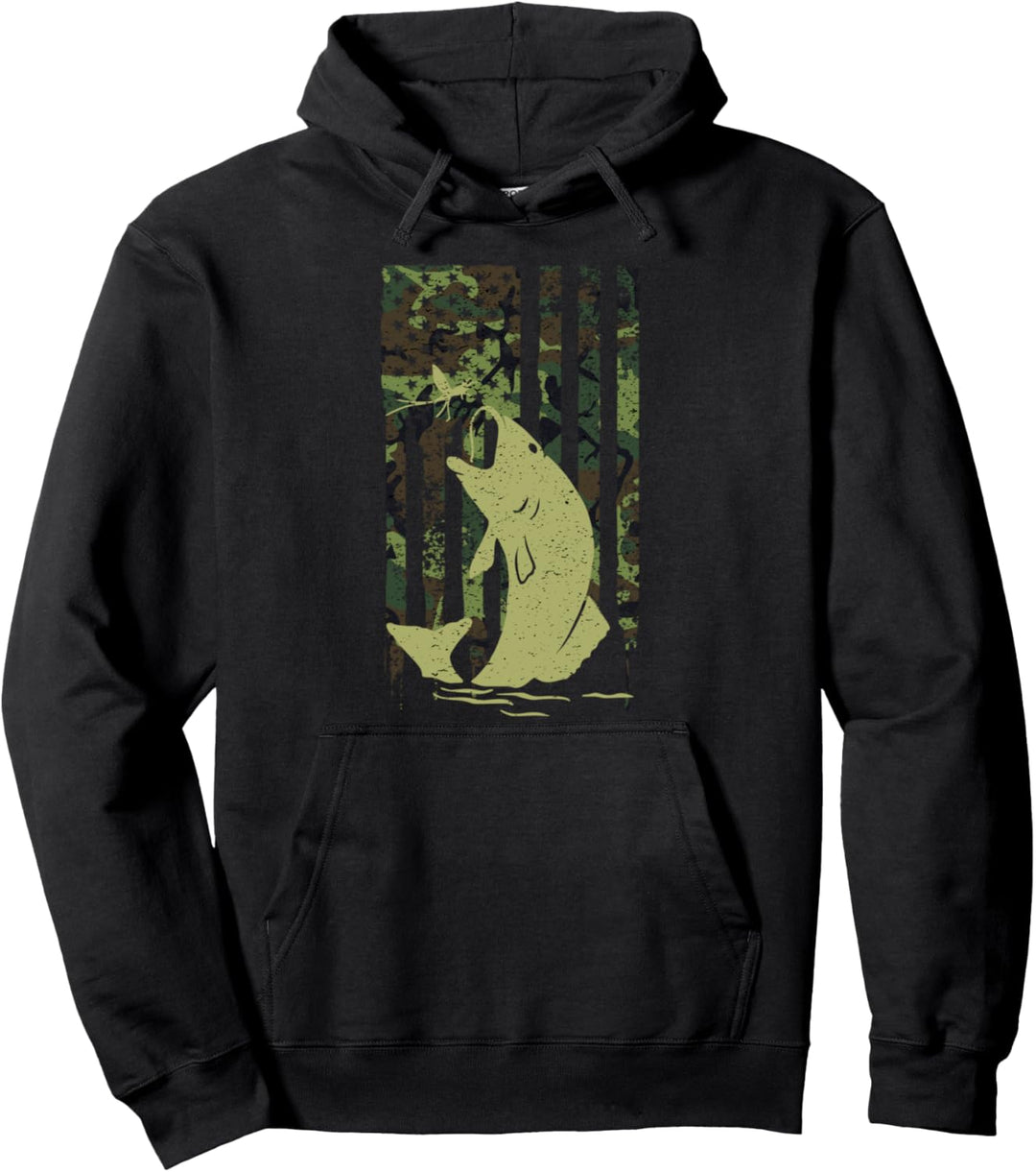 Amerikanische Flagge Fischen Tarnung USA Fischer Geschenk Pullover Hoodie