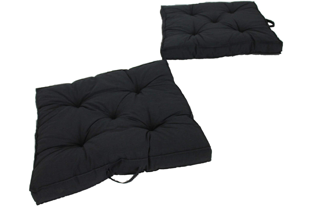 Ambientehome Kastenkissen Loungekissen, 2er-Set 60 x 60 cm Dunkelgrau Auflagen, 65 Prozent Baumwolle