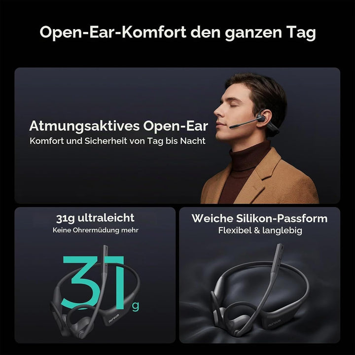 Nuroum OpenEar Pro Bluetooth Kopfhörer mit Noise-Cancelling Mikrofon, Stummschaltung, Bluetooth 5.3