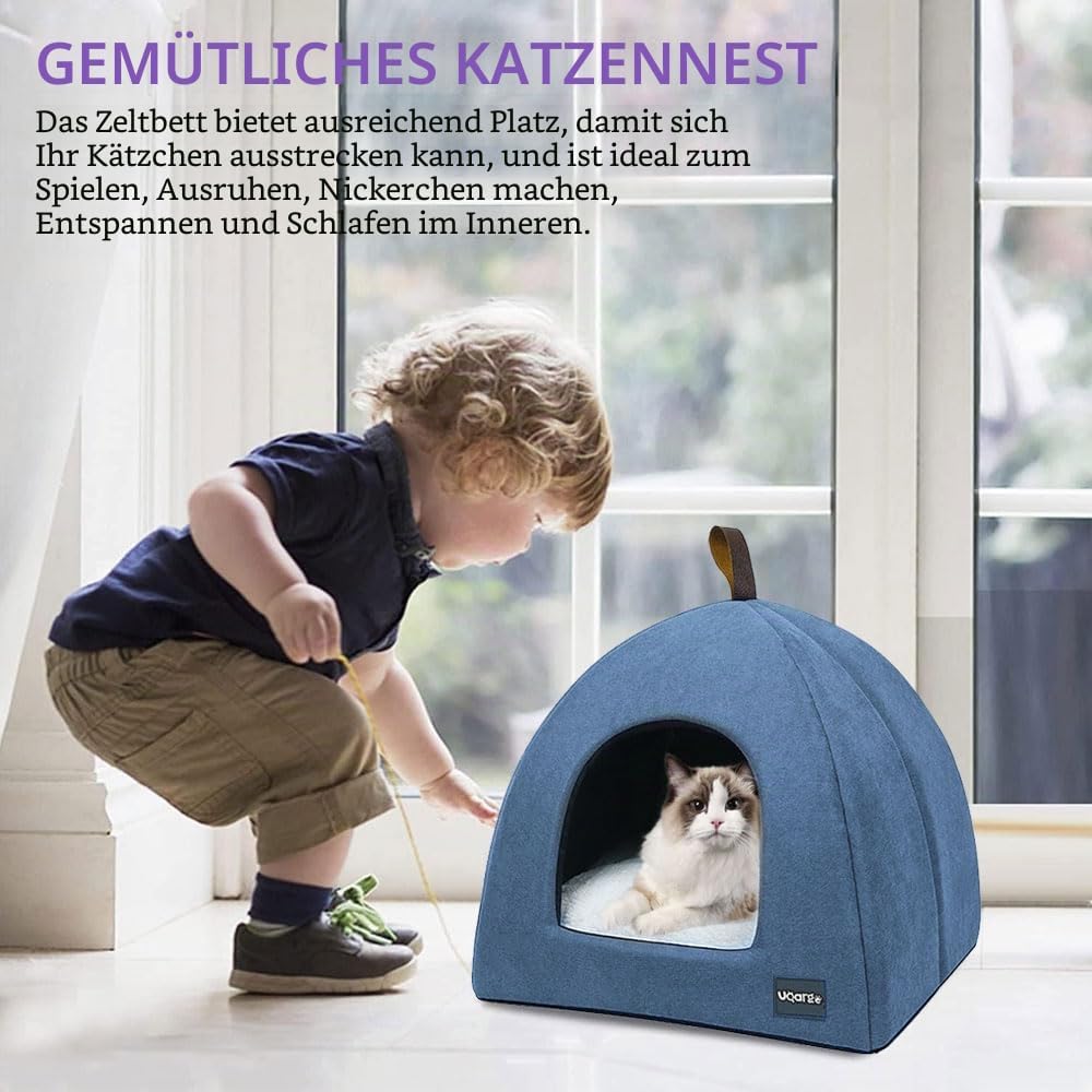 Voarge Katzenhöhle Katzenbett, weiche Katzenhöhle, weiche warme Plüsch-Katzenbetten, Katzennest mit