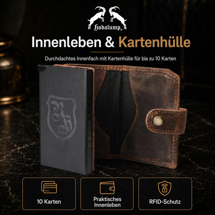 hodalump Kreditkartenetui mit RFID-Schutz aus Echt-Leder • Kompaktes Kreditkartenhalter für Damen un