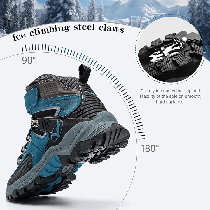 ASHION Winterschuhe Jungen Schneestiefel Kinder Mid Gefütterte Winterstiefel Wanderschuhe Trekking B