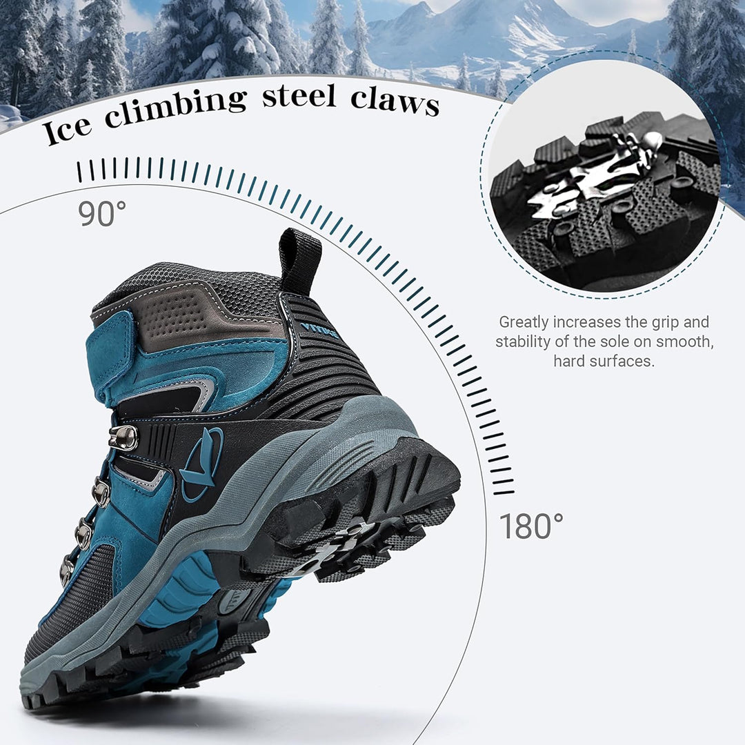 ASHION Jungen Winterschuhe Kinder Mid Schneestiefel Gefütterte Winterstiefel Wanderschuhe Trekking B