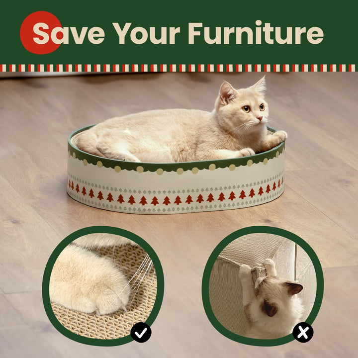 Conlun Kratzbrett Katze, Oval Kratzpappe für Katzen, Katzenbett aus Wellpappe, Lounge-Schale für Kat