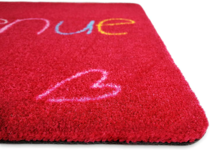 deco-mat Fussmatte Bienvenue 50 x 70 cm Rot - rutschfeste, waschbare Fussmatte für Aussen und Innen