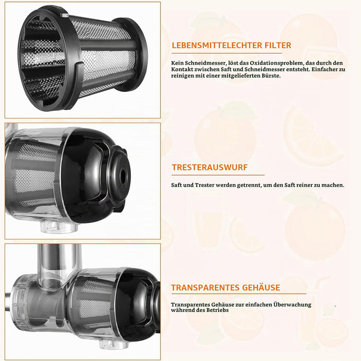Gdrtwwh Entsafter Aufsatz für KitchenAid Ständermixer,Slow Juicer Zitrussaftpresse Zubehör, Kau-Ents