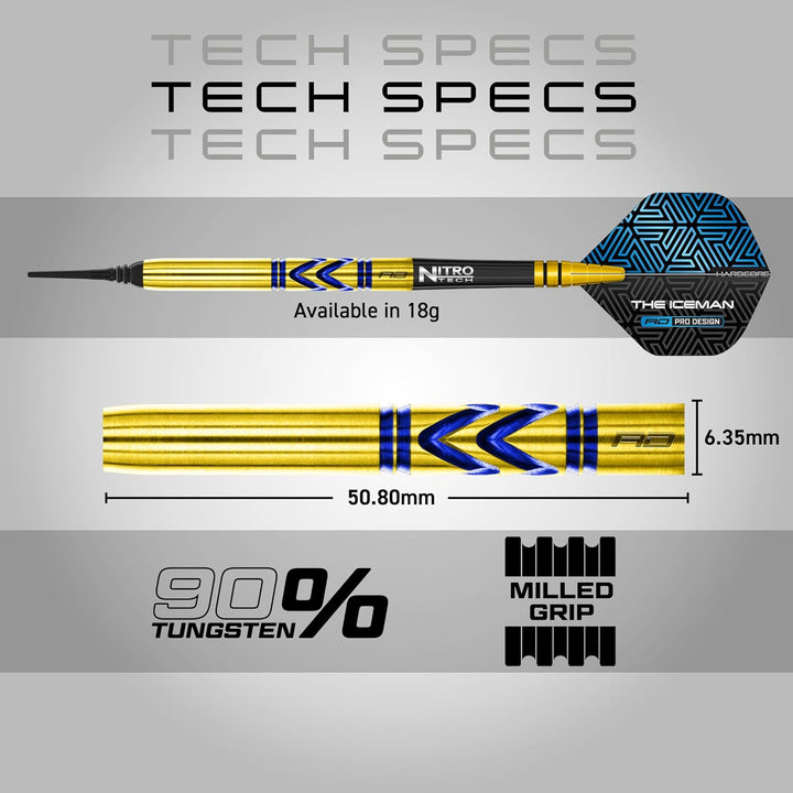 RED DRAGON Gerwyn Iceman Price Avalanche Pro Gold Premium Tungsten Darts Set mit Flights und Stielen