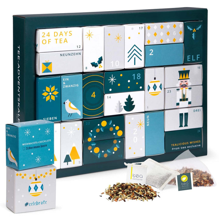 Erlebnis Tee Adventskalender 2025 - grosser Weihnachtskalender mit 24 verschiedenen Tee Sorten in Py