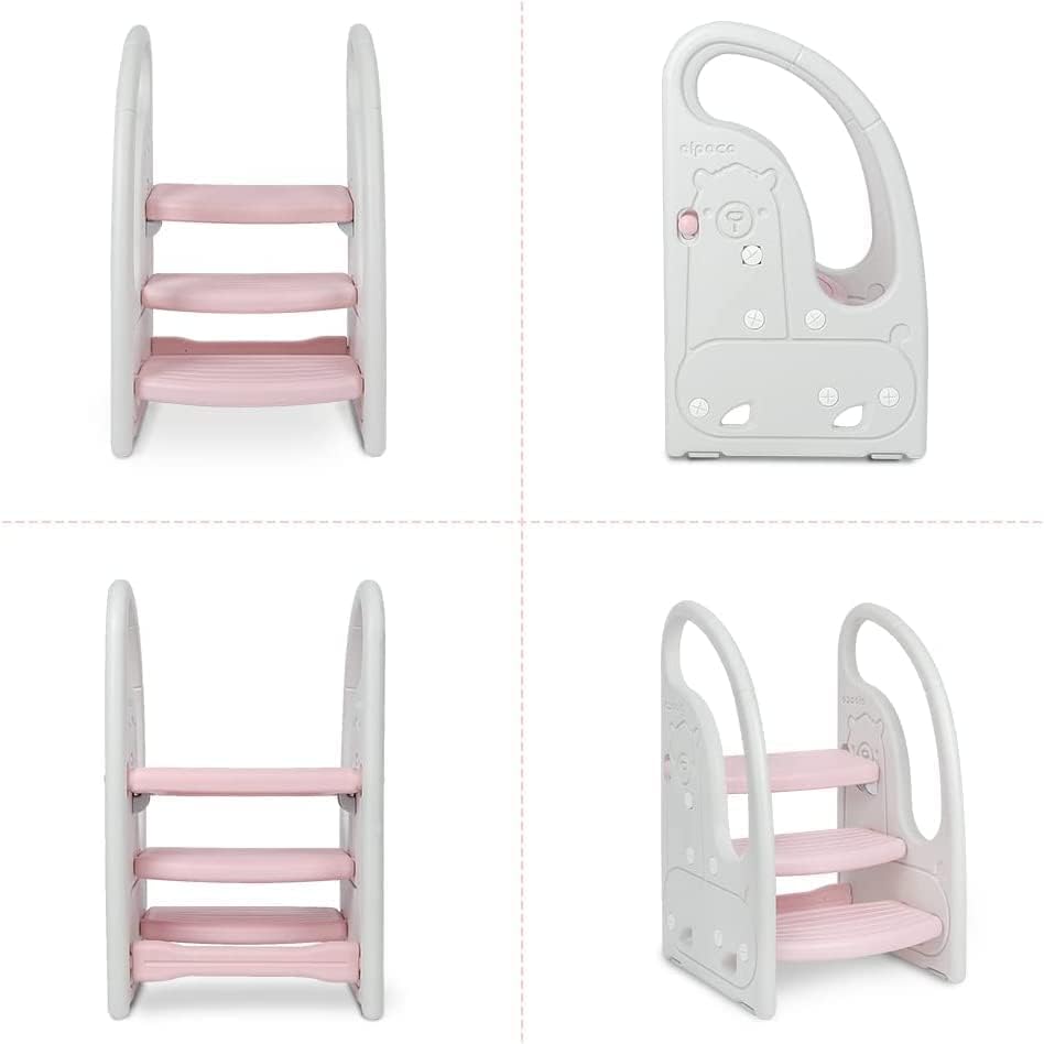 Onasti Tritthocker für Kinder, Dreistufiger Höhenverstellbar Tritt-Schemel Kinderschemel für Baby, B