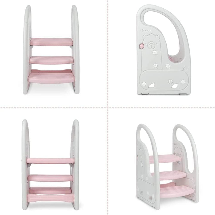 Onasti Tritthocker für Kinder, Dreistufiger Höhenverstellbar Tritt-Schemel Kinderschemel für Baby, B