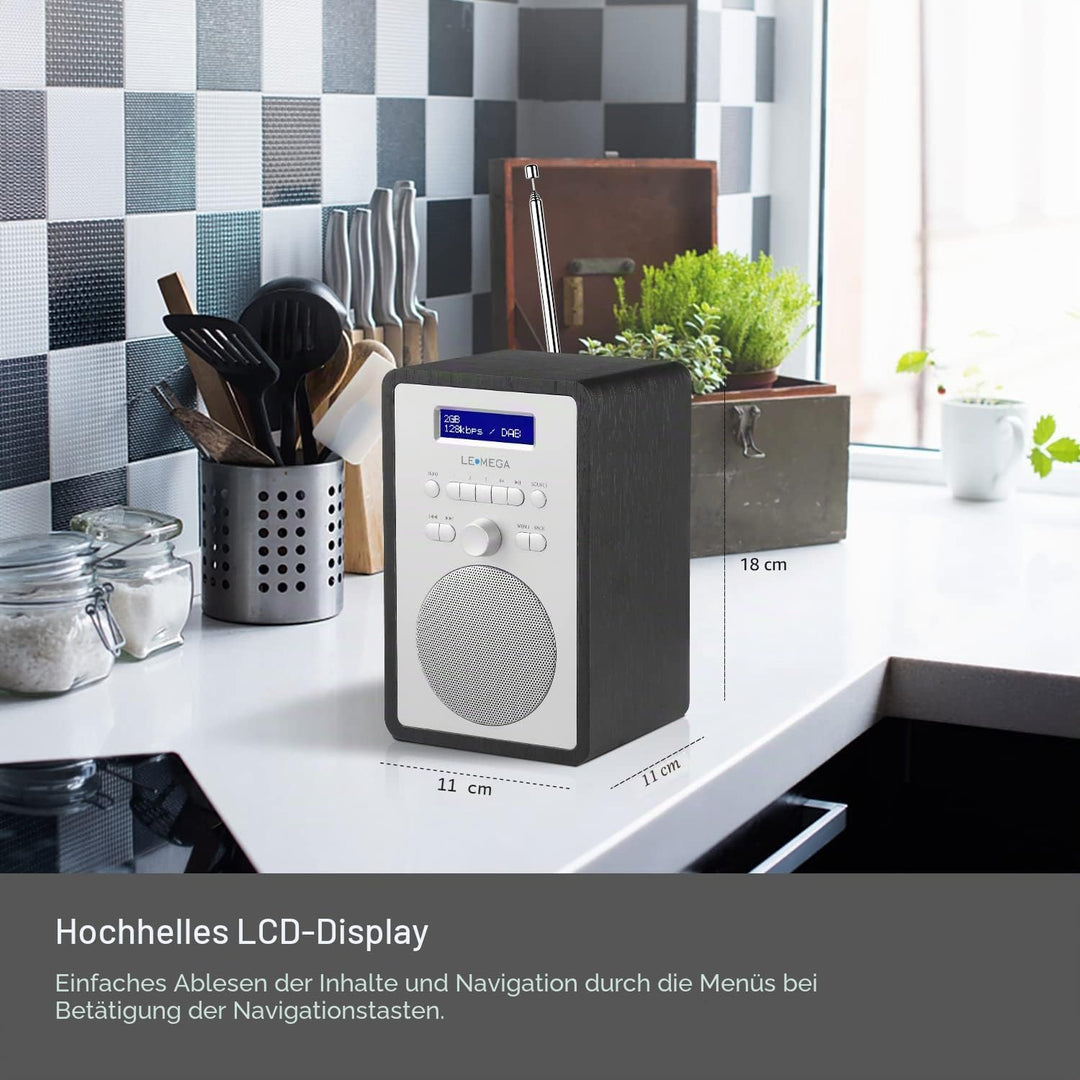 LEMEGA CR2+ DAB/DAB+ Digitalradio,UKW-Digitalradio,DAB-Radio Netzbetrieben,Doppelter Wecker,Küchen-S
