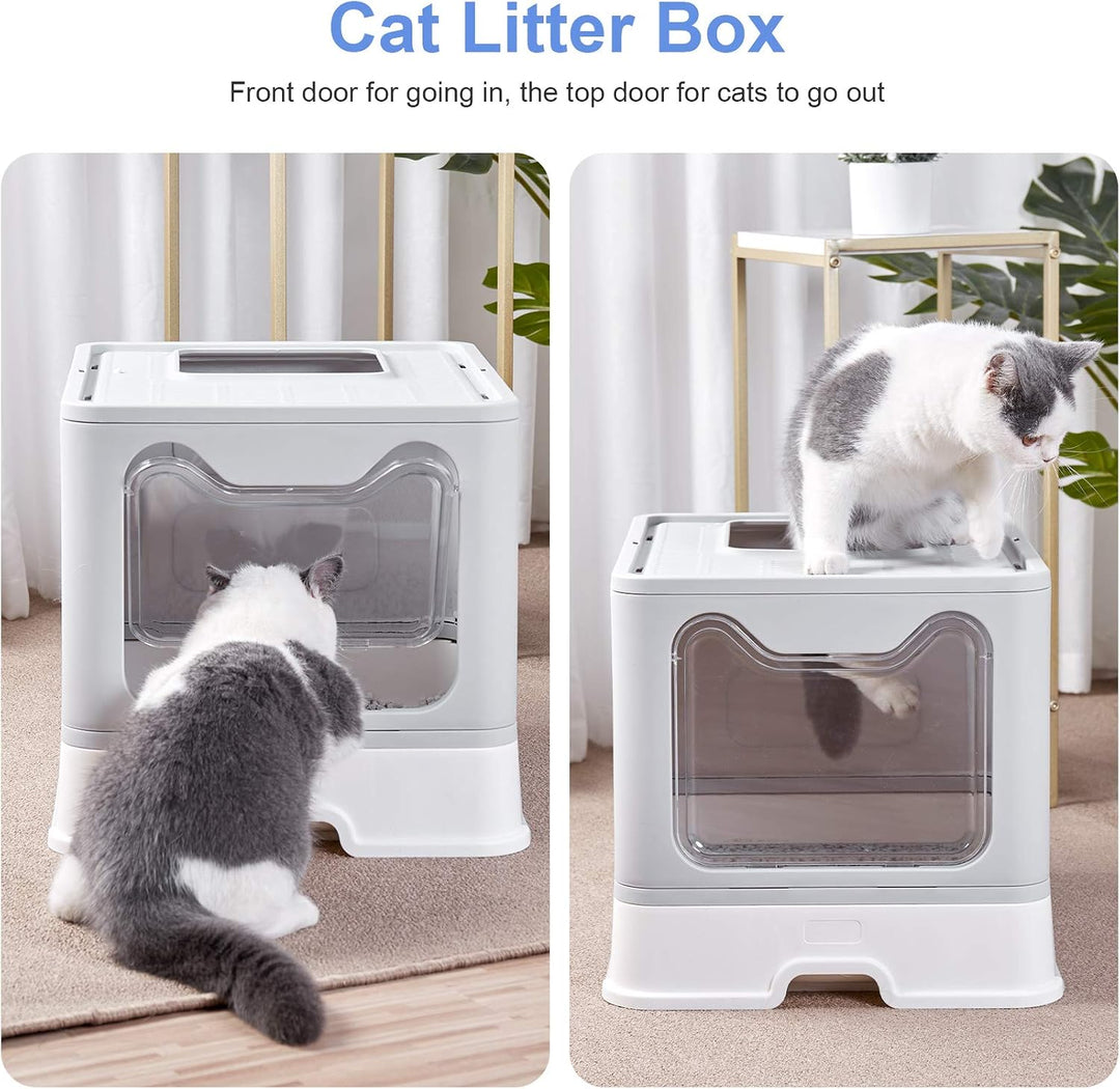 BingoPaw katzenklo mit Deckel XXL katzentoilette Faltbarer Geschlossener Mülleimer mit Abdeckung, Sc