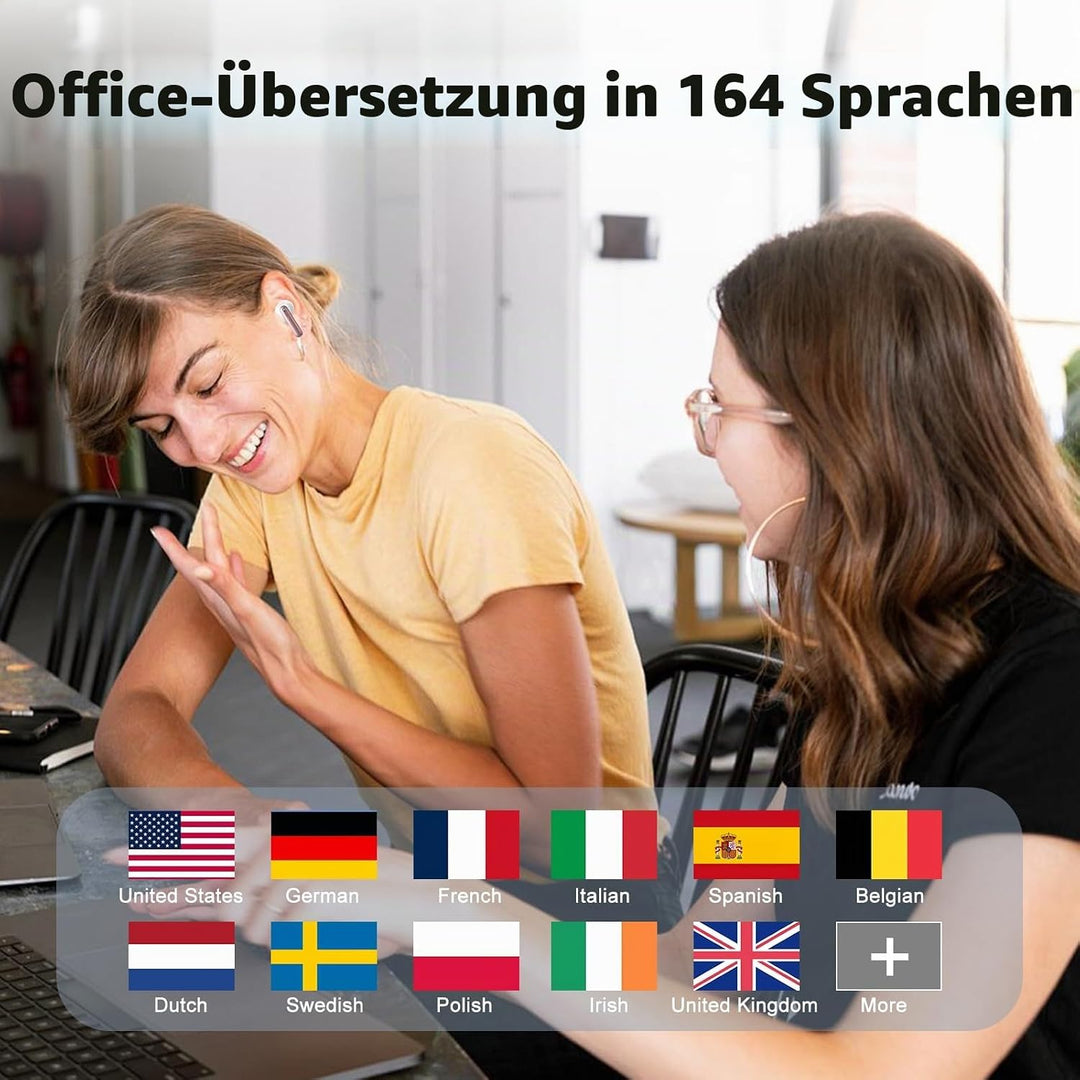 KI Kopfhörer Übersetzer, 42H Bluetooth 5.4 Sprachübersetzer Kopfhörer mit 164 Sprachen, 6 Übersetzun