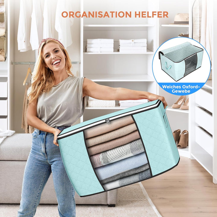 Budding Joy 6 Stück 90L Aufbewahrungstasche, Aufbewahrungsbox mit Deckel Grosse, Kleider Aufbewahrun