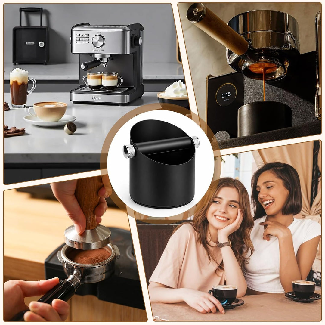 Abklopfbehälter für Siebträger, Edelstahl Gross Espresso Kaffeesatz Abschlagbehälter Knock Box für K
