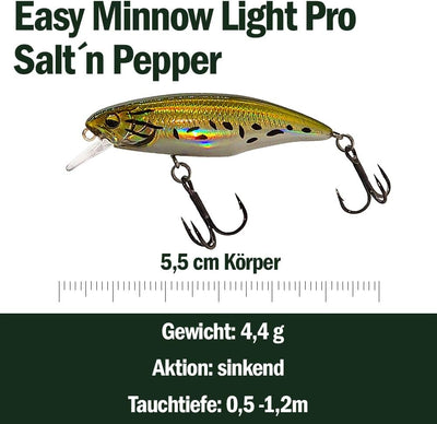 Wobbler im 5er Set für Forelle & Barsch, 5,5cm, Kunstköder Set für Spinnfischen, Minnow Köder sinken