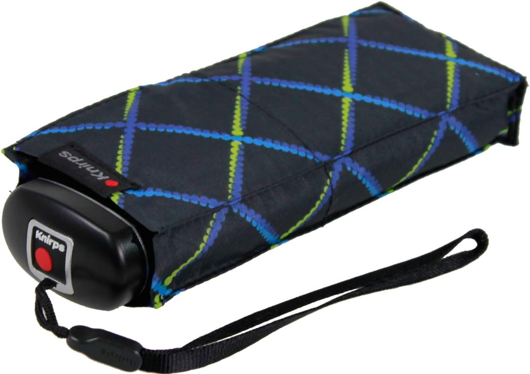 Knirps Taschenschirm Travel - Chains Schwarz-blau Karos, Schwarz-blau Karos