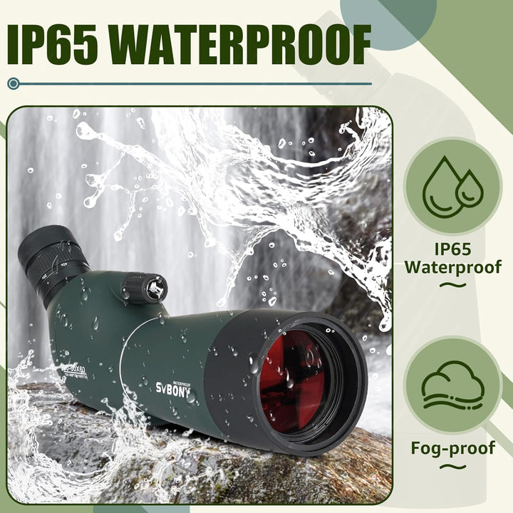 Svbony SV28PLUS Spektiv mit Stativ, 20-60x60mm BAK4 FMC Objektiv, Wasserdicht Beschlagfrei, Spektive