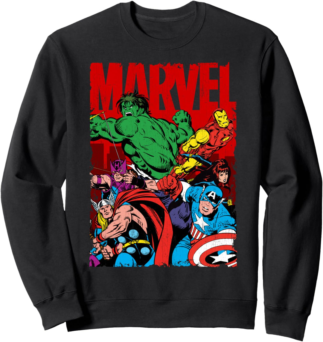 Marvel Avengers Team Retro Comic Vintage Sweatshirt