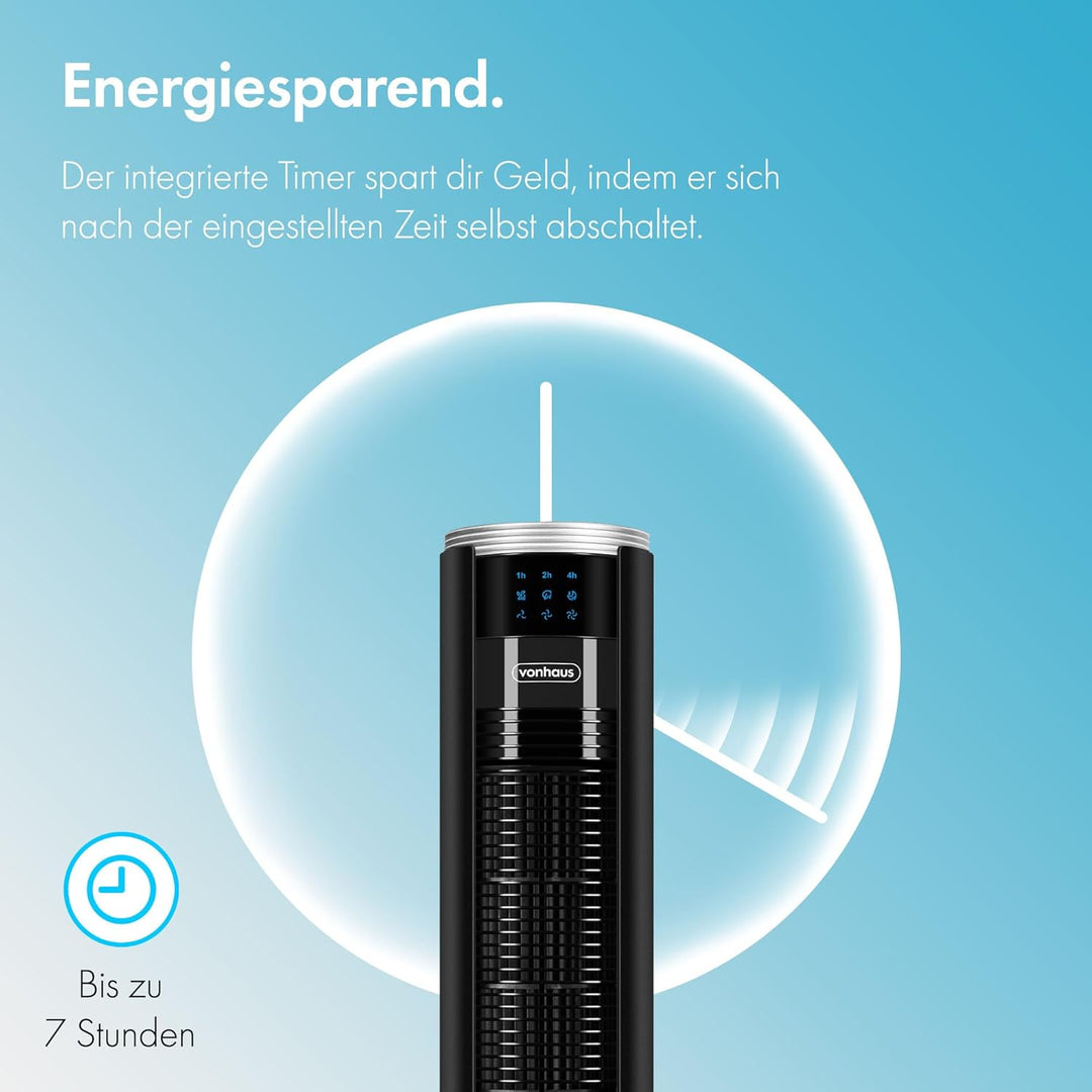 VonHaus 87 cm Turmventilator, Elektroventilator, Schwenkender Ventilator Leise für Jeden Raum, Venti