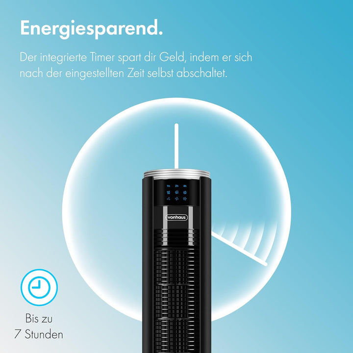 VonHaus 87 cm Turmventilator, Elektroventilator, Schwenkender Ventilator Leise für Jeden Raum, Venti