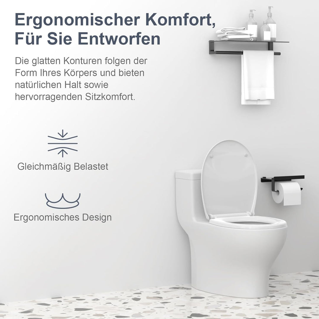 Surfou WC Sitz Mit Absenkautomatik, Toilettendeckel Weiss Oval Toilettenbrille Klodeckel Klo Deckel,
