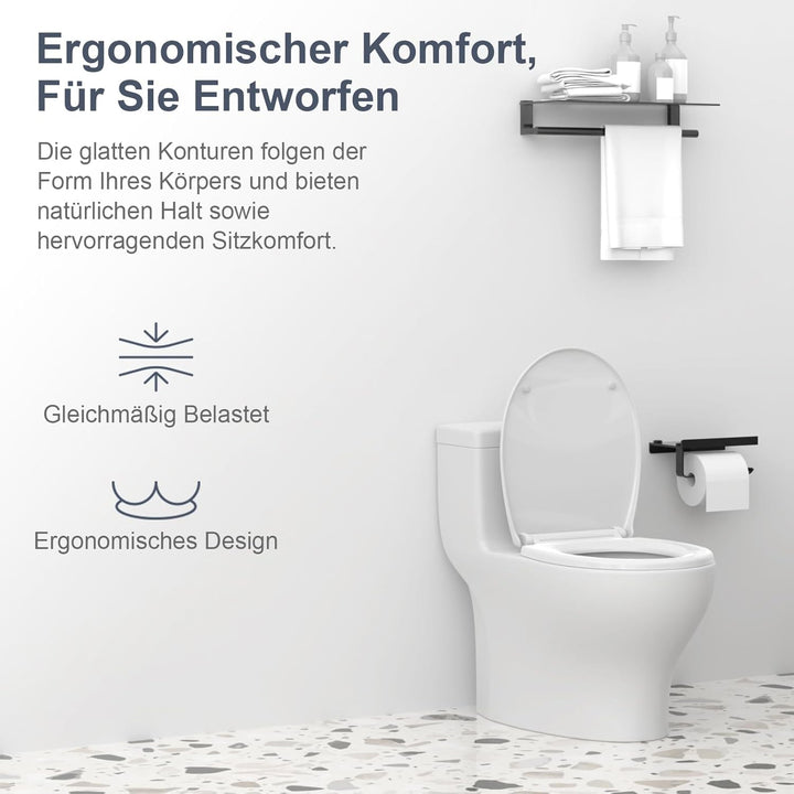 Surfou WC Sitz Mit Absenkautomatik, Toilettendeckel Weiss Oval Toilettenbrille Klodeckel Klo Deckel,