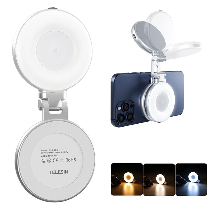 TELESIN C03 Magnetisches Selfie-Licht für Smartphones, Magsafe-kompatibel – CRI97 360° LED-Ringlicht