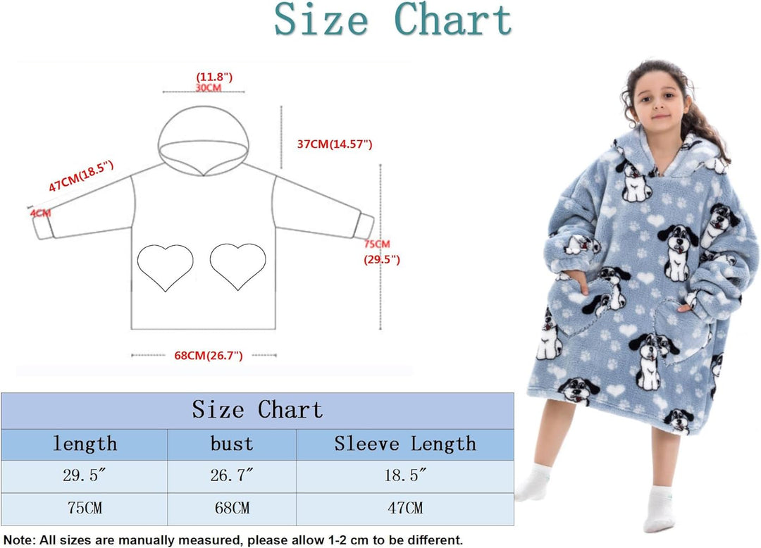 Kapuzenpullover Mädchen, Übergrosse Hoodie Decke Kinder mit Kapuze und Tasche Jungen, Fleece Decke m