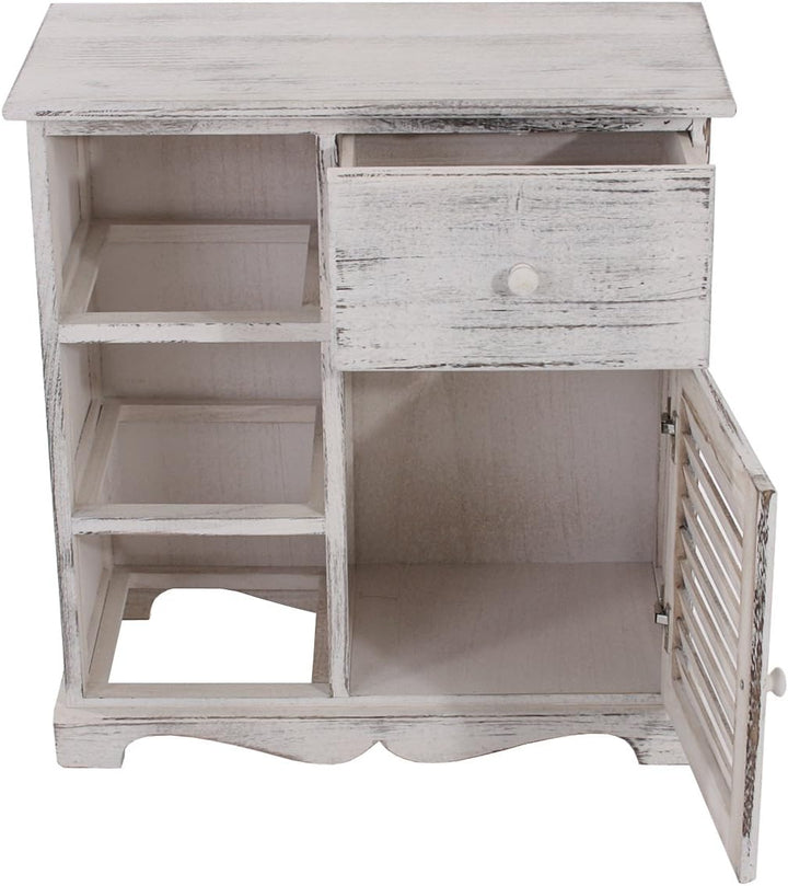 Mendler Kommode Schrank mit 3 Körben 63x60x30cm, Shabby-Look, Vintage - weiss