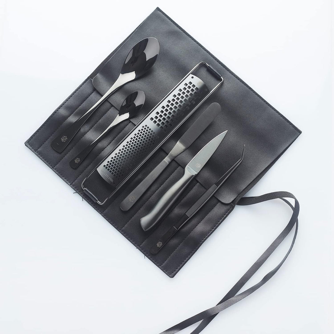 Chef Frank Haasnoot Plattier-Set | Utensilienset Deluxe | Schwarz | 6 Stück hochwertige Werkzeuge im