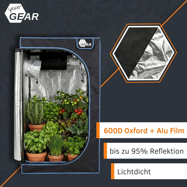 yourGEAR Growzelt Plantsville in 8 Grössen - Grow Indoor Box, Zuchtzelt, Gewächshaus, Schrank zur Pf
