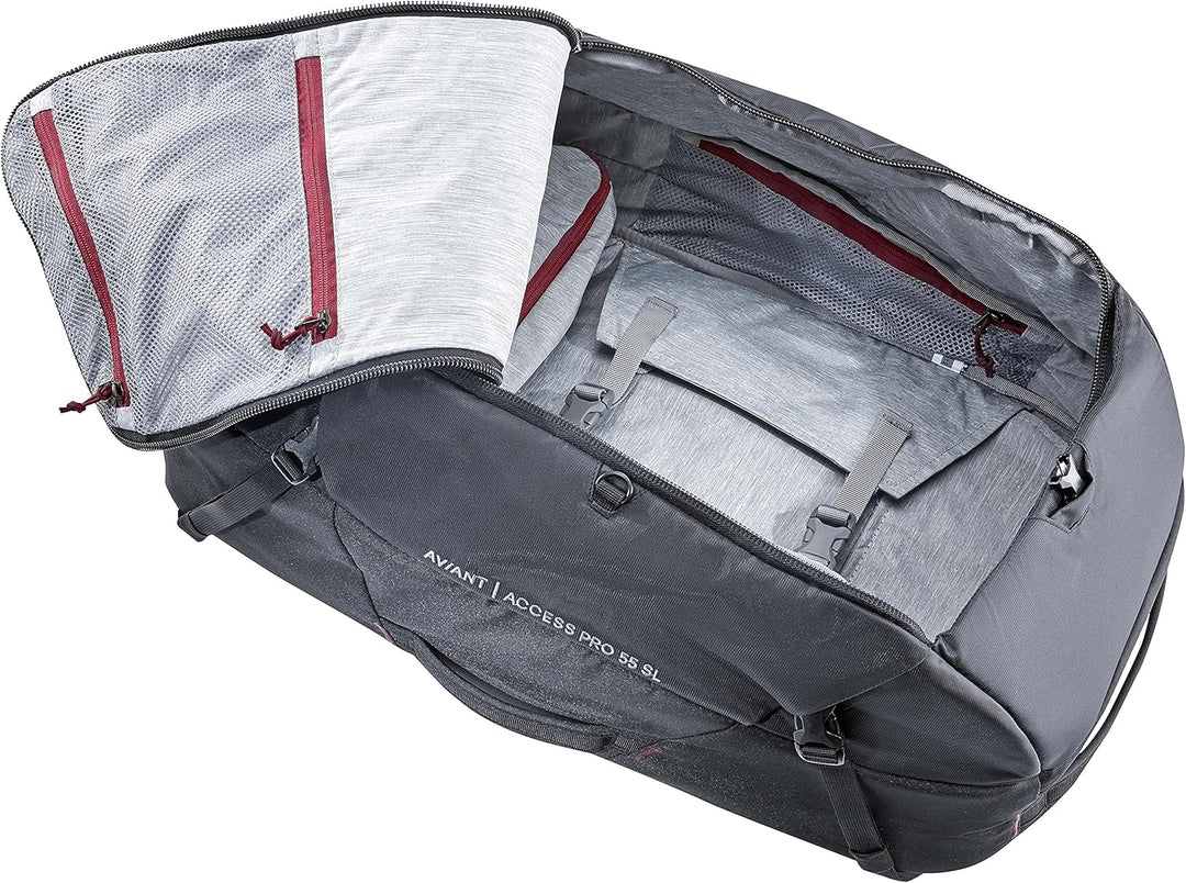 deuter AViANT Access Pro 55 SL Damen Reiserucksack mit Tagesrucksack Schwarz, Schwarz