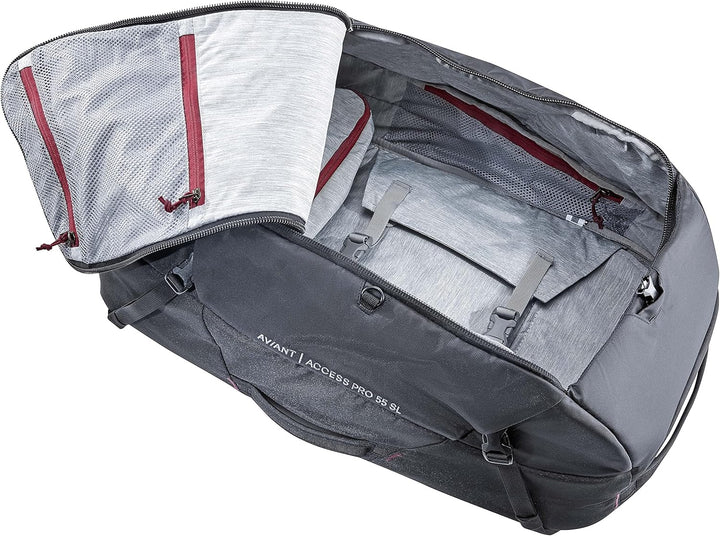 deuter AViANT Access Pro 55 SL Damen Reiserucksack mit Tagesrucksack Schwarz, Schwarz
