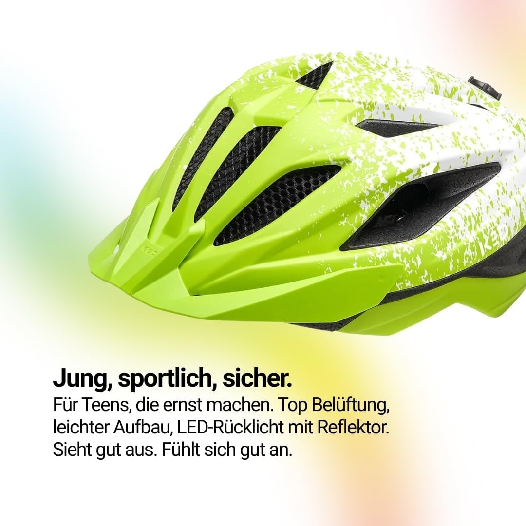 KED Street Jr. Pro Kinder Fahrrad Helm matt grün/weiss 2023 S (49-55cm), S (49-55cm)