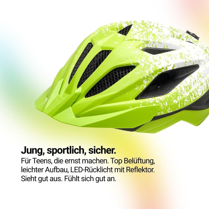 KED Street Jr. Pro Kinder Fahrrad Helm matt grün/weiss 2023 S (49-55cm), S (49-55cm)