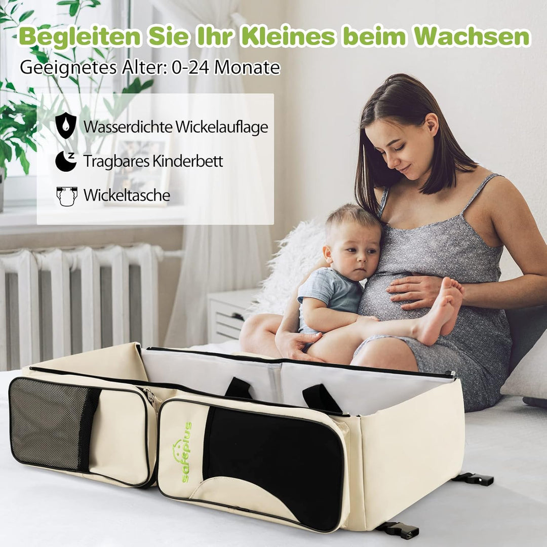 COSTWAY 3-in-1-Wickeltasche, tragbare Baby-Reisetasche mit Wickelunterlage, Kinderwagengurte, isolie