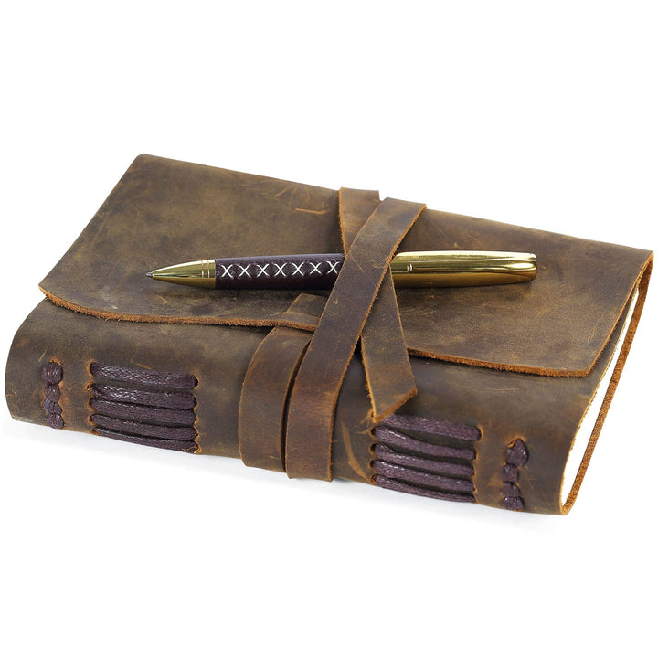 LEDER NOTIZBUCH A5 TAGEBUCH JOURNAL - Antikes Vintage Handgemachtes ledergebundenes Notizbuch für Si
