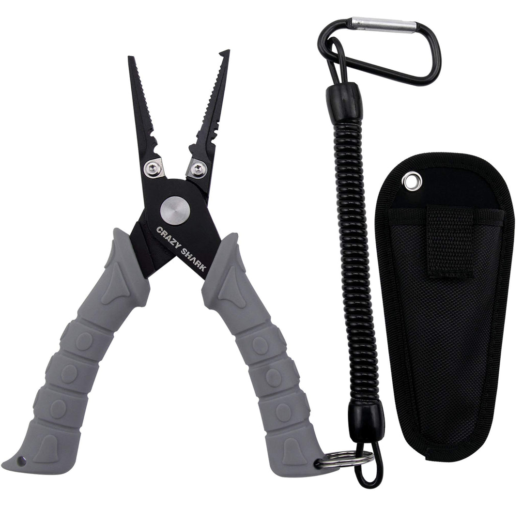 CRAZY SHARK Multifunktionale Angelzangen Linie Cutter Hook Remover Tackle mit Scheide und Lanyard Gr