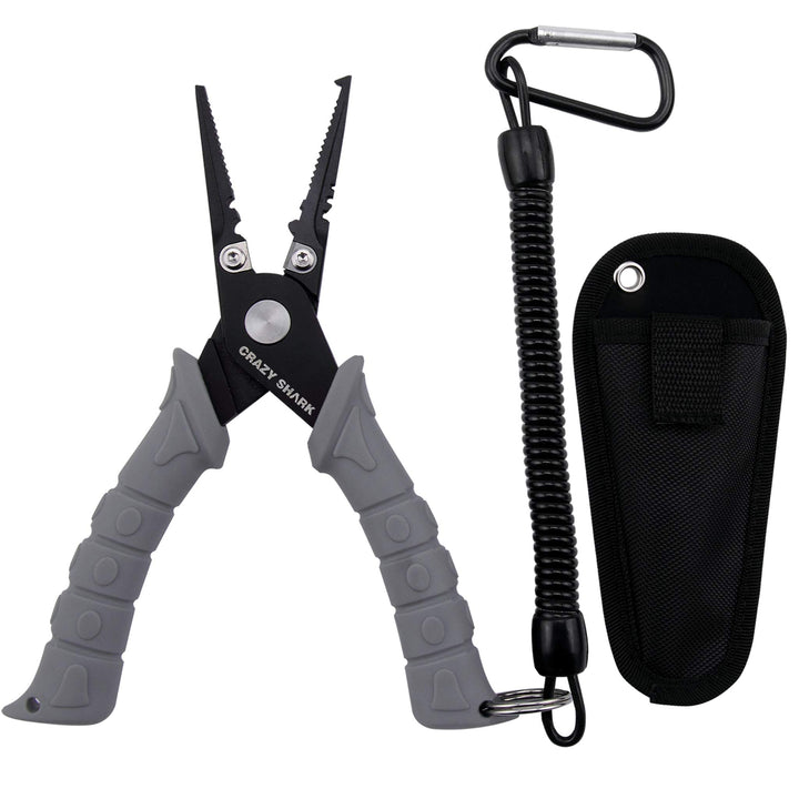 CRAZY SHARK Multifunktionale Angelzangen Linie Cutter Hook Remover Tackle mit Scheide und Lanyard Gr