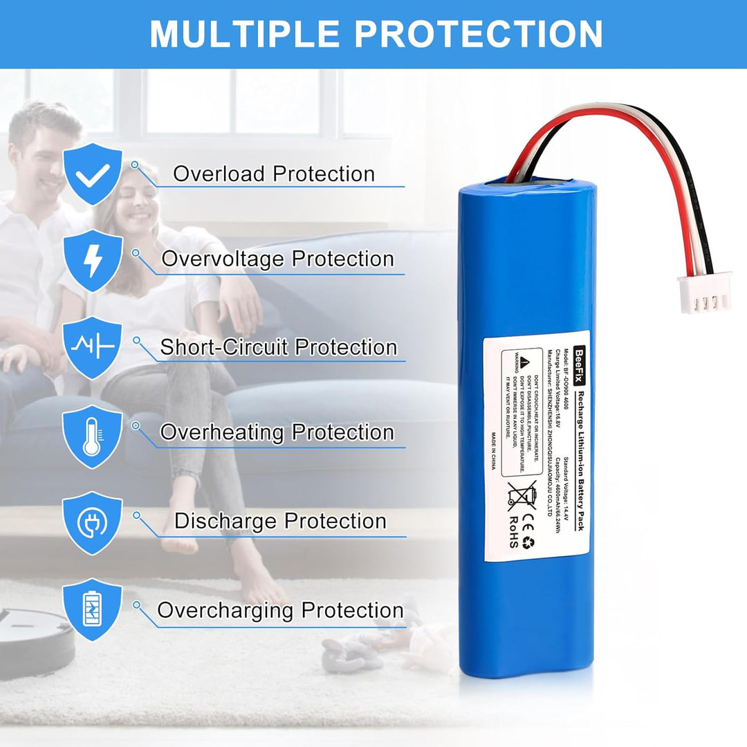 4600mAh Ersatzakku für Ecovacs Deebot Ozmo 900, 901,905, 920 930 937 N8, N8 Pro Li-ion 14.4V Battery