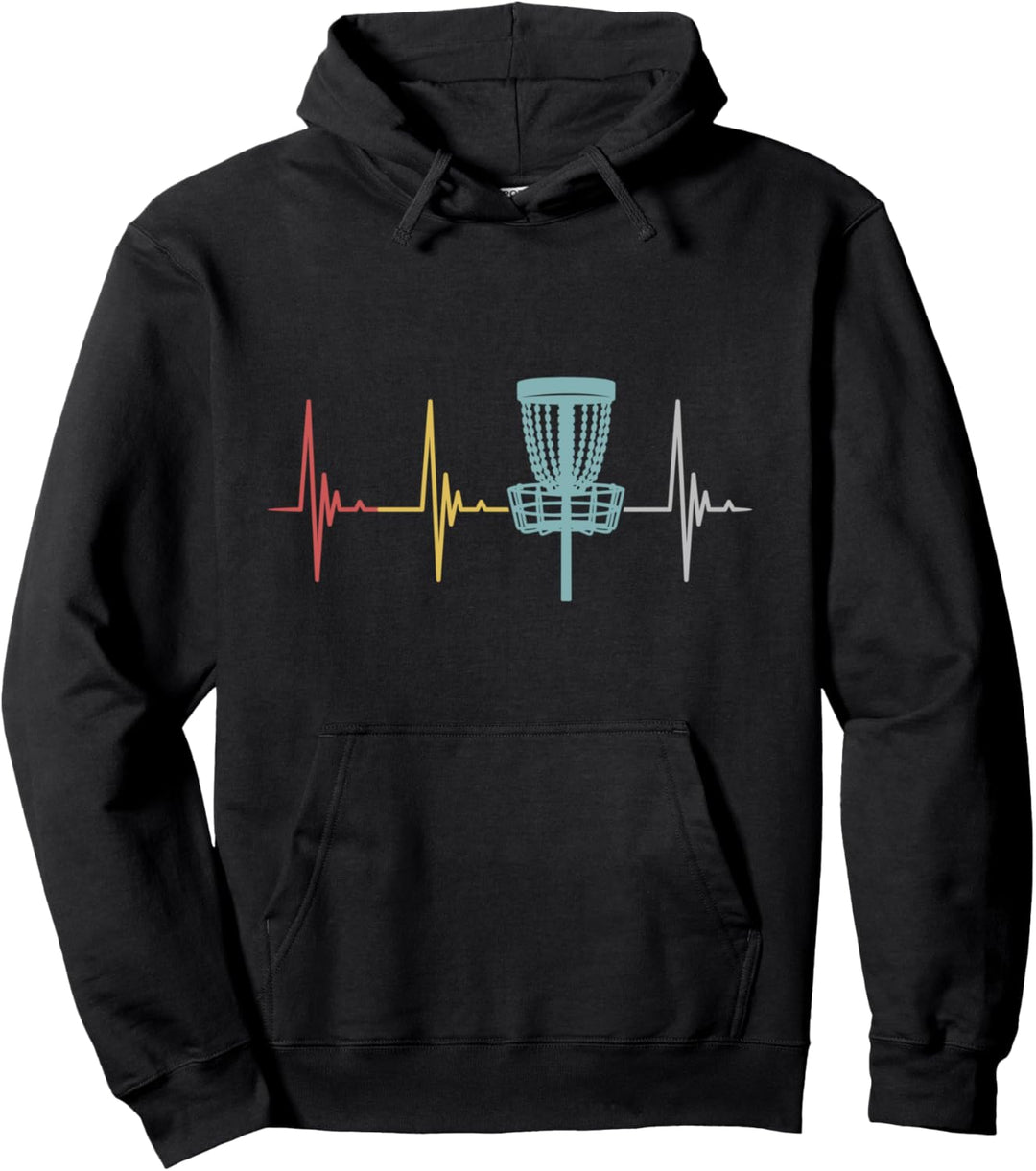 Disc Golf Retro Herzschlag Geschenk Frisbee Discgolfer Pullover Hoodie